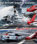 Black Hawk Style RC Helicopter With 2 Batteries And 26 Minute Flight Time Indoor Flying Toy For Kids And Adults 2.4GHz Remote One Key Takeoff LED Lights Altitude Hold Great Gift For Boys 8 12 in realistic aircraft livery next to real MH-60R Seahawk on flight deck