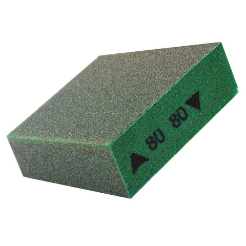 Medium 80 Grit Dual Angle Sanding Sponge 3x5x1 Inch For Wet Or Dry Use Flexible Handheld Sanding Pad With Grit On All Four Sides