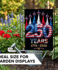 Patriotic 12x18 Inch Garden Flag For 250th Anniversary Celebration 1776 To 2026 All American Backyard Outdoor Decor Black Background