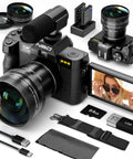 5K Vlogging Camera With 180 Degree Flip Screen And 16x Zoom, 64MP Photos, External Mic Input, Macro Lens, Auto Focus, Dual Batteries And 64GB Card