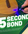 LED Curing Light Bonding Glue With Fast Set In Five Seconds used on wooden surface under LED light