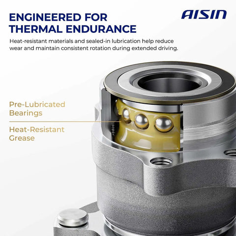 Premium Rear Wheel Bearing Hub Assembly Straight Up Built Tough For Toyotas shows internal pre-lubricated bearings and heat-resistant grease.