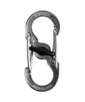 Close-up of Dual Gate S Biner TagLock Locking Pet Carabiner, stainless steel, showing twist lock and double gate clip design.