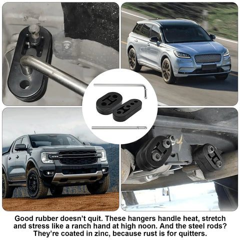 Nyuemystery 16 Pc Weld-On Exhaust Hanger Kit With Heavy Duty Zinc Rods And Rubber Insulators For Car Truck Suv To Stop Vibration Noise installed under vehicle