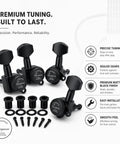 Six Right Hand Locking Guitar Tuners With 1 To 18 Gear Ratio Replacement Pegs For ST TL SG LP Style Electric And Acoustic Guitars Black Premium Build Six Piece Set black locking tuners with bushings, screws, and sealed gears