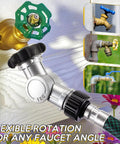 180 Degree And 360 Degree Swivel Garden Hose Connector Extender For 3/4 Inch GHT Faucets No Kink Hose Bib Adapter with angled brass and metal connector