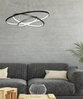 Dope Three Ring Pendant Chandelier For Living Room And Dining Room Modern Circle Ceiling Light Black Finish