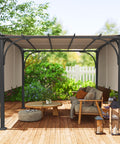 10x10 Patio Pergola With Weather Resistant Steel Frame And Fully Adjustable Sliding Canopy Shade for backyard garden