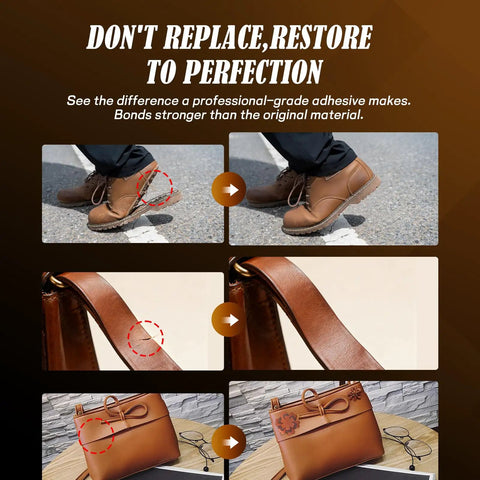 Industrial Strength Leather Glue Adhesive Two 4.23 Oz Bottles Clear Flexible Bond for Shoes, Bags, Furniture, Repair Examples