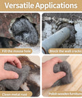 Four Pack Steel Wool For Mice Control 3.1 Inch By 13 Foot Coarse Grade Gap Filler demonstrating various home uses