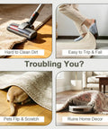 Vacuum and pets disturbing rugs; hazards without 12 Pack Rug Grip Pads For Hardwood Floors And Tiles Non Slip Rug Grippers.