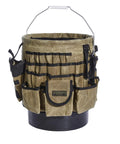 Waxed Canvas Tool Bucket Organizer For A 5 Gallon Bucket Heavy Duty Build With 58 Pockets Inside And Outside Pouches Rugged Worksite Organizer For Tools Bits Fasteners And Accessories Ready For Any Job