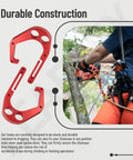 Red Aluminum Tree Climber Hook With One-Hand Operation, Compatible With Shem-biner XL Models shown on tree climbing gear