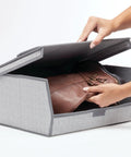 Large Fabric Closet Shoe Storage Box With Clear Window 8 Pack Gray Herringbone Lido Collection Durable Foldable Shoe Bin with boot