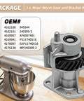 Stand Mixer Worm Gear And Bracket Kit Replacement For Whirlpool Maytag KitchenAid on kitchen counter with OEM numbers