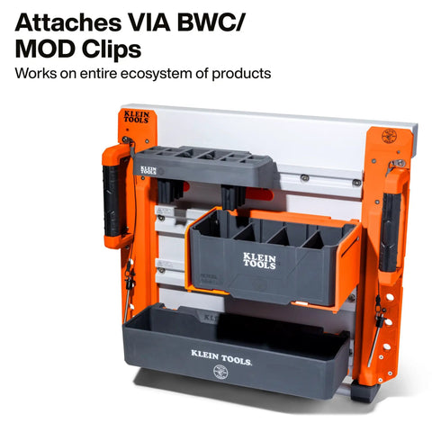 Heavy Duty Tray Module Rail System Attachment With 25-Pound Load Rating For Weather-Resistant Catch All Storage On Man Lifts Scissor Lifts And Elevated Work Platforms