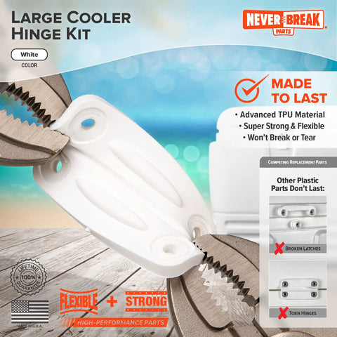 3 Pack White Igloo Cooler Hinges Replacement With Screws For Rectangular Ice Chests 25 To 165 Quart Models Heavy Duty Built Tough High Strength Parts Kit white cooler hinge kit