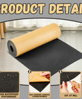 Heavy Duty Closed Cell Foam Roll with Slick Adhesive Tape for Tight Marine Weathersealing and Ultra Thick Draft Blocking Insulation Black 78 by 24 by Half Inch showing adhesive backing and texture.