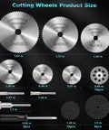 Pro 44Pcs Cutting Wheel Kit For Rotary Tools All In One Set displayed with various sized blades
