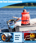 6HP 4-Stroke Outboard Motor For Small Boats, 140cc short shaft with tiller on a motorboat, air-cooled engine operation