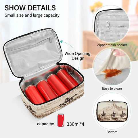 Insulated Lunch Bag Leakproof Cooler Tote For Work Picnic Camping And Travel Super Handy Sized 10x6x3 Inches with cans inside