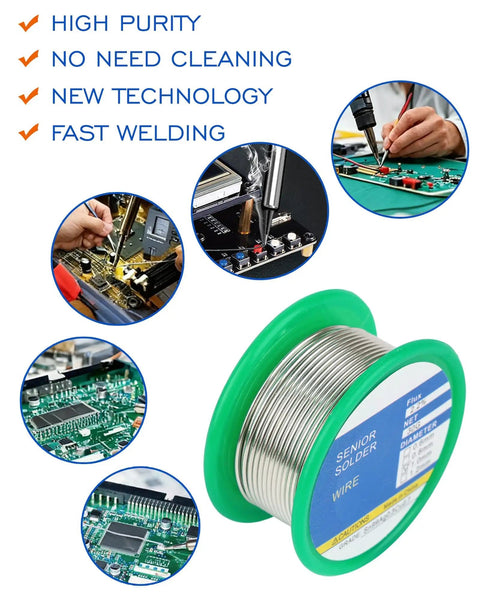 Lead Free Rosin Core Solder Wire 1mm Sn99 Ag0.3 Cu0.7 30g with PCB soldering examples and product features