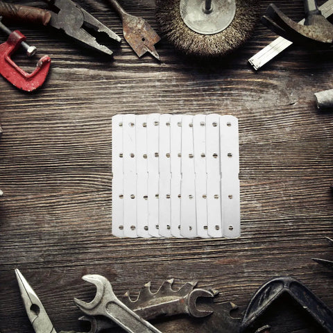 Corner Brace Brackets And Flat Metal Plates Kit 10Pcs Stainless Steel With Screws on a wooden table with tools