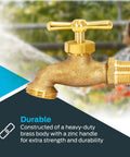 Brass Irrigation Hose Bibb Spigot 1/2 Inch MIP X 1/2 Inch MHT Outdoor Garden Valve with zinc handle and brass body