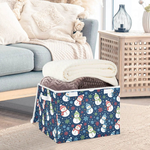 Premium Quality Collapsible Fabric Storage Bin With Secure Flip Top Lid And Sturdy Side Handles For Home Bedroom Closet Shelf Organization Everyday Box with blankets.