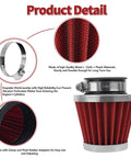 Universal 42mm Air Filter For Pod And 150cc To 250cc Motorcycles Scooters ATVs Dirt Bikes, close-up on material and design