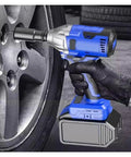 Gangsuqd Cordless Impact Wrench With Brushless Motor delivering high torque, handheld tool in use on a vehicle tire.