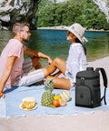 Couple on picnic by river with 22L Waterproof Insulated Cooler Backpack for Beach, Hiking, Camping and Travel, Leakproof Soft Pack