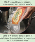 Close-up of 11 Inch By 16 Foot Vacuum Seal Rolls Two Pack BPA Free Multilayer for steaming food in sous vide pot