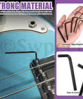 Guitar Allen Wrench Set With 13 Pieces For Precise Truss Rod And Nut Adjustments, wrench set on guitar and in hand