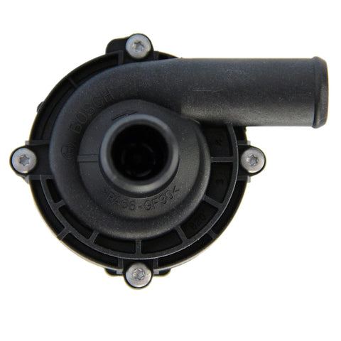 Front view of Mercedes Benz Electric Water Pump OE Exact Fit For Select Models with circular design and secure fittings.