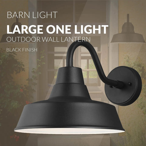 Barn Style Outdoor Wall Lantern One Light Black Finish Built To Last, Weatherproof Aluminum Exterior Sconce, Rustic Look
