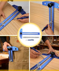 Badass Quick Slide Aluminum T Square Measuring Tool With Built In Protractor Dial For Swift Woodworking Framing And Tight Carpentry Layout Work Essentials, shown in use with adjustable features.