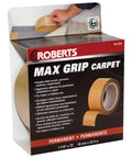 Rug Traction Anti Slip Rubber Tape With Adhesive Backing That Sticks To Most Carpet Backings shown in retail packaging.