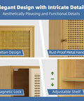 Rattan Bamboo Over The Toilet Wall Cabinet With Adjustable Inside Shelf And Open Lower Shelf Space Saver for bathrooms
