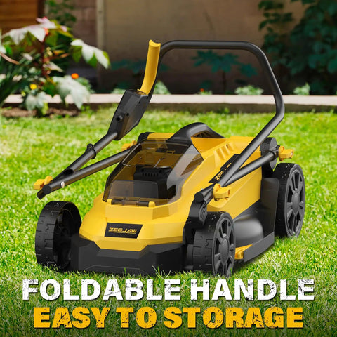 Cordless Lawn Mower And String Trimmer Combo 20V 13-Inch Mower And 12-Inch Trimmer With 2x4.0Ah Batteries And Charger No-Fuss Height Adjustment Edger And Weed Wacker For Yard And Garden shown with foldable handle