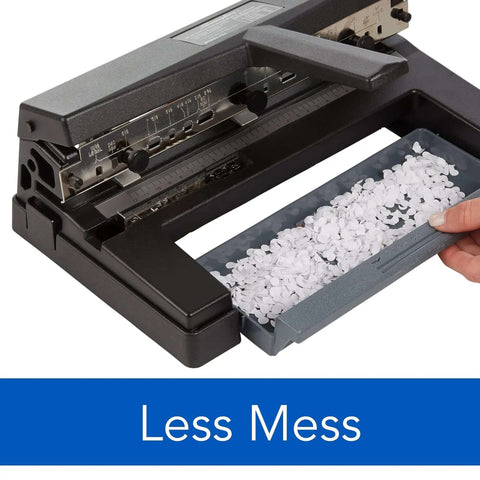Rugged Heavy Duty 3 Hole Punch for 40 Sheet Capacity Adjustable 2 to 4 Hole Paper Puncher with T Handle and paper waste drawer