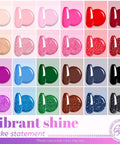 24 Color Hema Free Solid Gel Nail Polish Kit with Ombre Gel Polish and Pat Paint Gel in various shades, color display chart