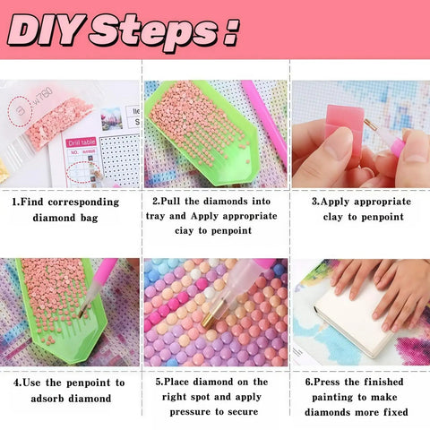Instructions for 5D Diamond Painting Kit For Adults Beginners Easy Start Full Drill Round Gem Art Set DIY with step-by-step guide