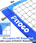 Close-up of Heavy Duty Backyard Pro Grade Volleyball Net Set With Portable Aluminum Poles And Anti Sag Design, PVC construction.
