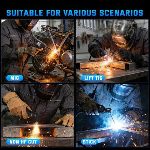 Demonstration of 7 In 1 Multiprocess Welder System With 130 Amp Output Dual Voltage 120V And 240V in MIG, Lift TIG, Non HF Cut, Stick modes