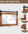 Size dimensions of Farmhouse Barn Door Mirror With Rustic Wood Frame 41 By 26 Inches for bathroom, living room, bedroom decor