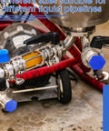 Blue 42 Piece Hydraulic Oil Service Plug Kit with plugs sealing oil hoses, displaying different sizes for industrial use