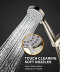 High Pressure Handheld Shower Head With Powerful Spray To Beat Low Water Pressure Multi Function Modes 79 Inch Hose Brushed Nickel Finish