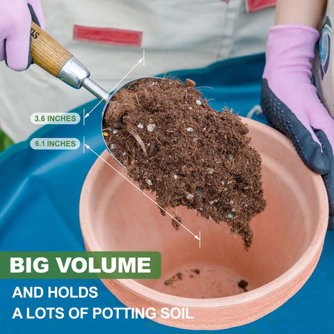 Heavy Duty Bend Proof Stainless Steel Potting Scoop With 1 Cup Capacity large volume garden hand shovel lifting soil