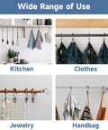 Rust Resistant Double Glide Shower Curtain Hooks Set Of 12 holding kitchen utensils, clothes, jewelry, and handbags